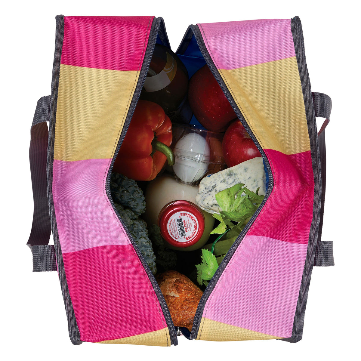 freezable-grocery-tote-k5 Freezable-Grocery-Tote-PinkStripes-Top-Down-Food-Combo-Filled_LORES.jpg